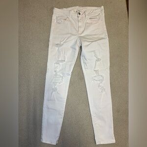 American Eagle White Distressed Women Jeans